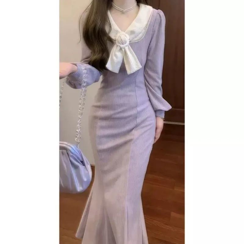 Winter Clothing Line - Фиолетовое платье во французском нежном стиле,