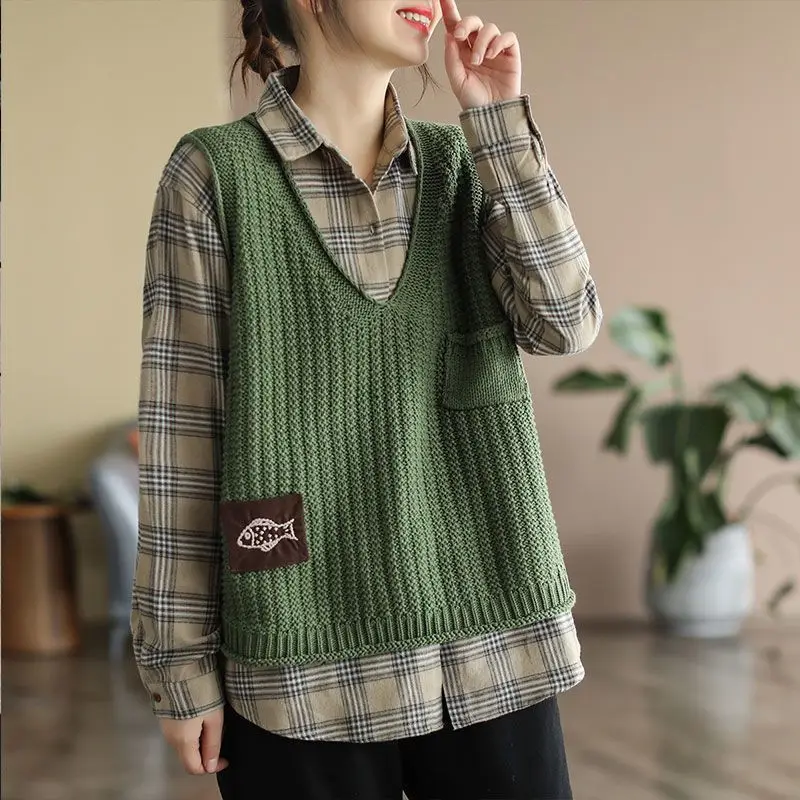 Winter Clothing Offer - Женский укороченный вязаный жилет-пуловер однотонного цвета,