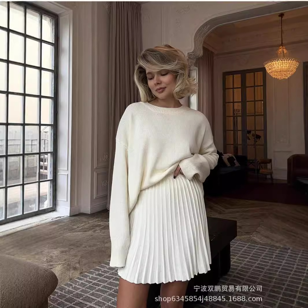 Winter Clothing Line - Осенние однотонные комплекты платьев-свитера с круглым