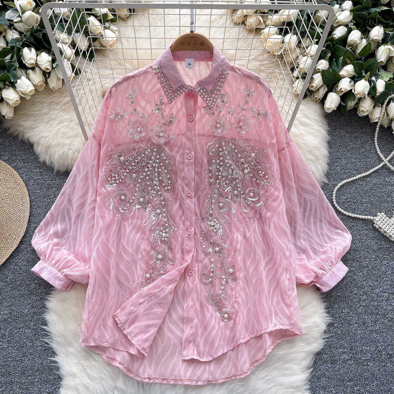 Winter Clothing Korean - Женская Блестящая рубашка на пуговицах, весенне-осенний