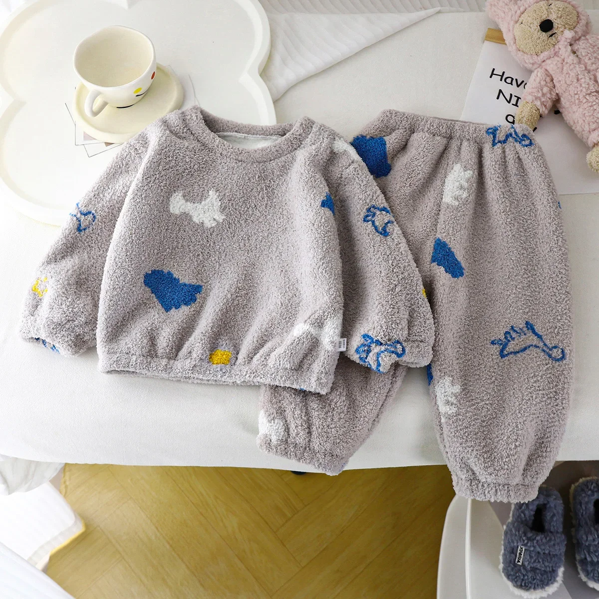 Winter Clothing For Baby Girl - Детская утепленная флисовая Пижама, с круглым