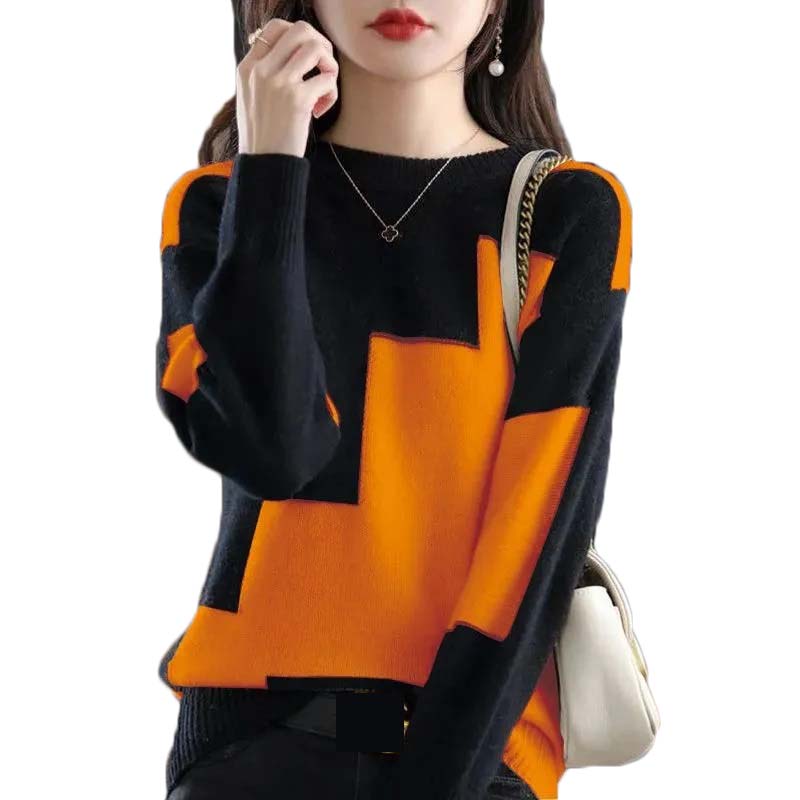 Winter Clothing Korean - Модный вязаный цветной свитер с круглым