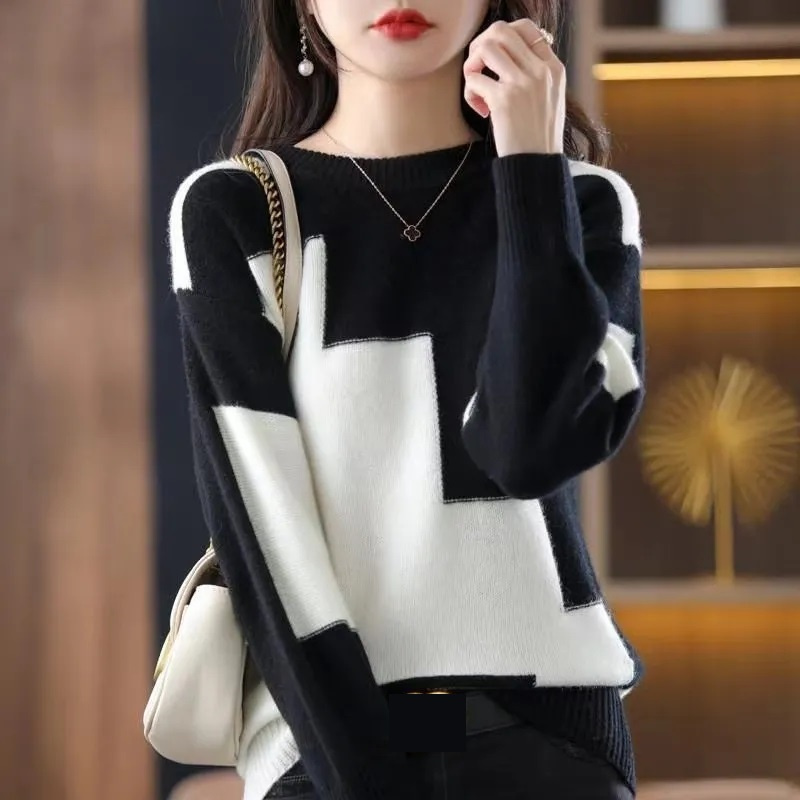 Модный вязаный цветной свитер  – обзор и цена Winter Clothing Korean